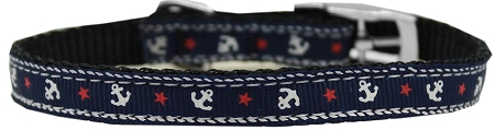 Anchors Nylon Dog Collar with classic buckle 3/8" Blue Size 8